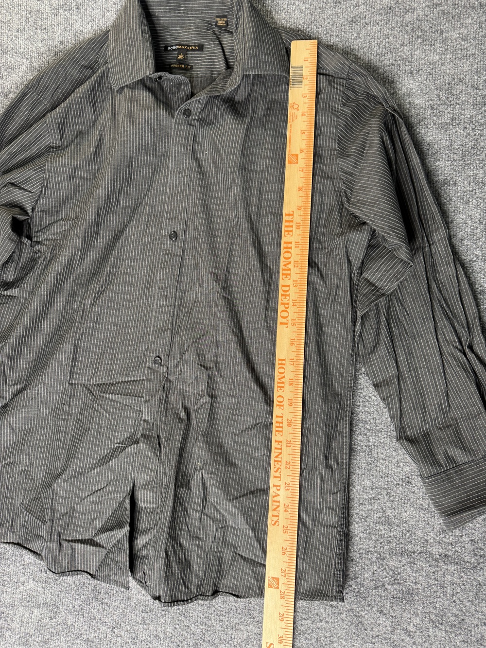 BCBGMAXAZRIA Shirt Mens L Gray Pinstripe Long Sleeve Button Up Modern Fit - Picture 7 of 14